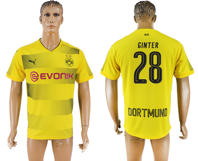 2018 Borussia Dortmund GINTER #28 FOOTBALL JERSEY YELLOW