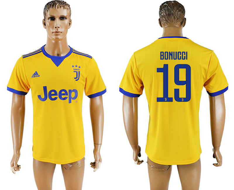 2017-2018 Juventus F.C. BONUCCI #19 football jersey yellow
