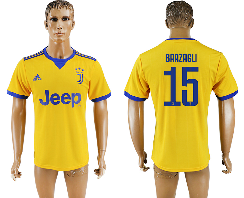 2017-2018 Juventus F.C. BARZAGLI #15 football jersey yellow