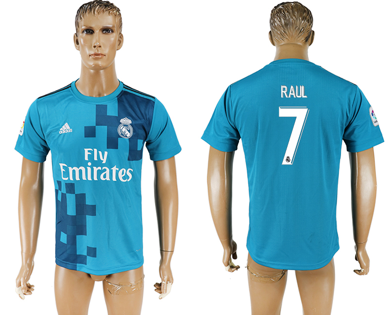 2017-2018 Real Madrid CF RAUL #7 FOOTBALL JERSEY BLUE