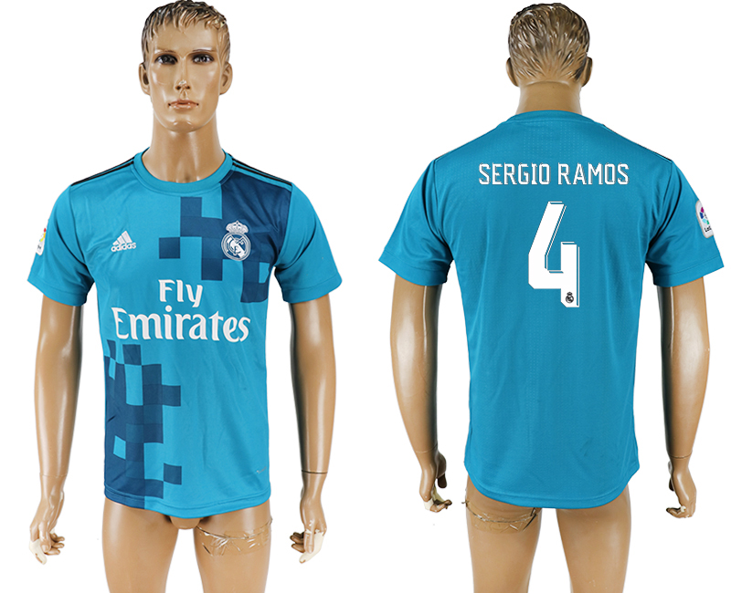 2017-2018 Real Madrid CF SERGIO RAMOS #4 FOOTBALL JERSEY BLUE