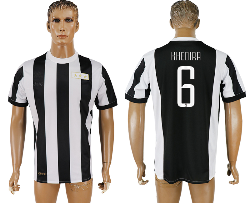 2017-2018 Juventus F.C. KHEDIRA #6 football jersey black&white