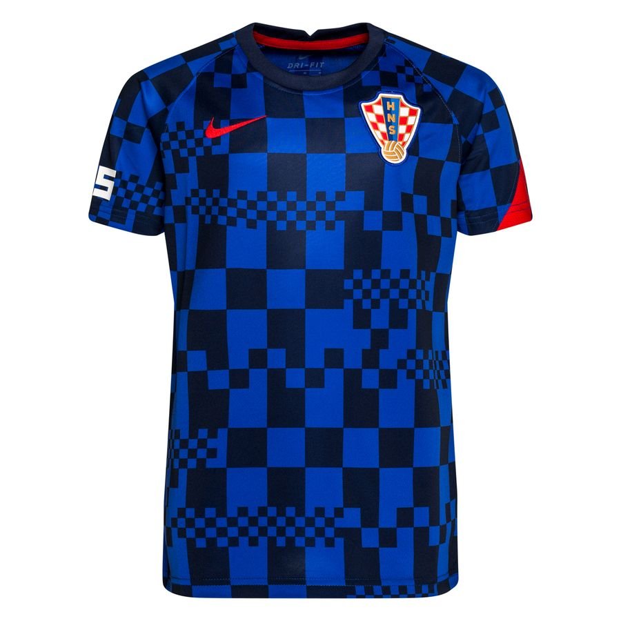 Croatia Training T-Shirt Tracksuit Pre Match EURO 2020 - Blue/University Red Kids