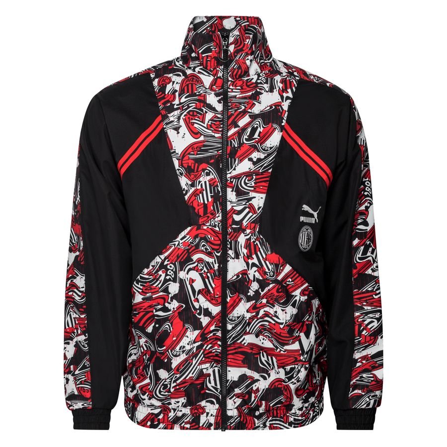 Milan Jacket Tracksuit Woven Tailored For Sports - Tango Red Black