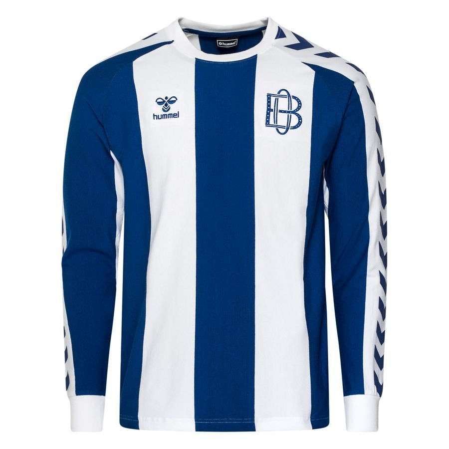 Odense Boldklub T-Shirt Fan Retro - True Blue/White Long Sleeves Kids-Kit