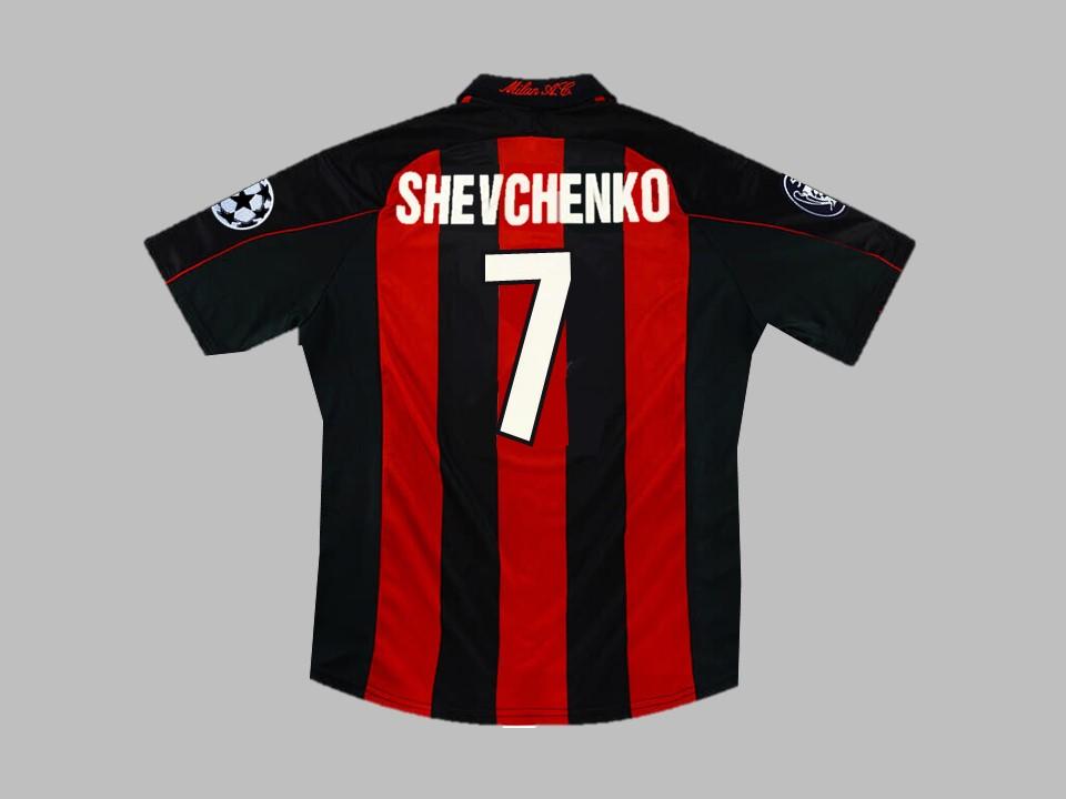 Ac Milan 2000 2002 Shevchenko 7 Home Shirt Champions League