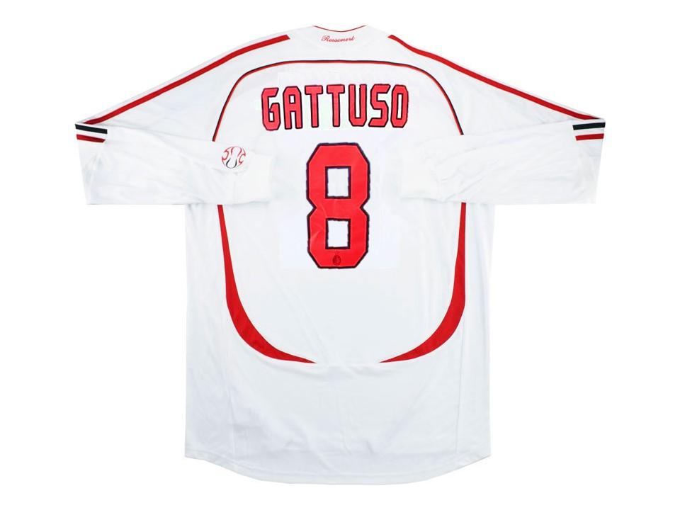 Ac Milan 2007 Gattuso 8 Long Sleeve Away Football Shirt Soccer Jersey