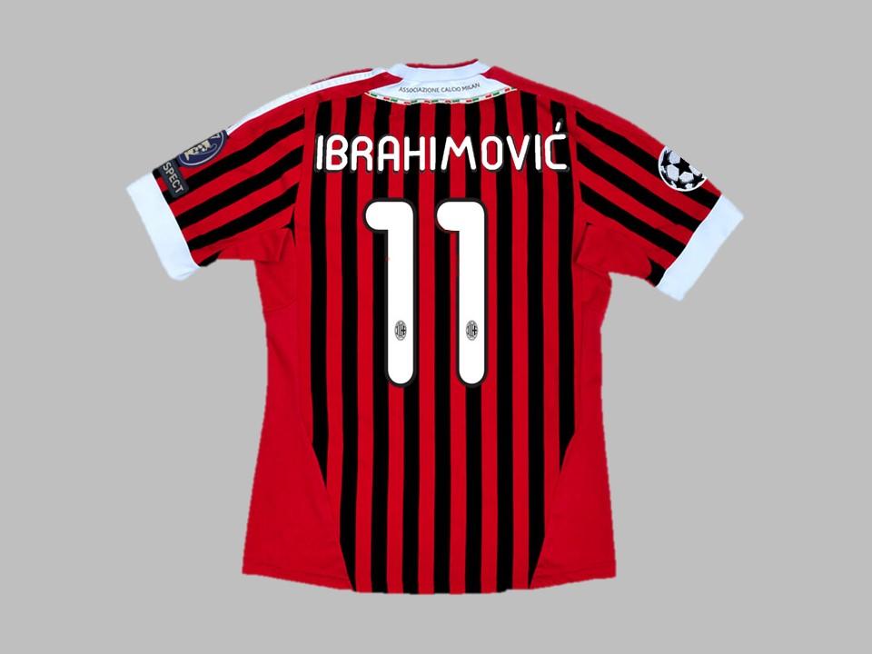 Ac Milan 2011 2012 Ibrahimovic 11 Home Shirt Champions League