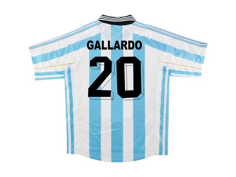 Argentina 1998 Gallardo 20 World Cup Home Football Shirt Soccer Jersey