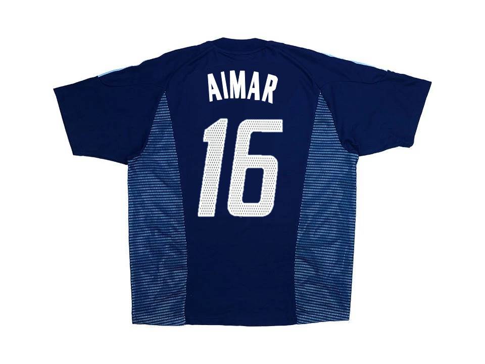 Argentina 2002 Aimar 16 World Cup Away Football Shirt Soccer Jersey