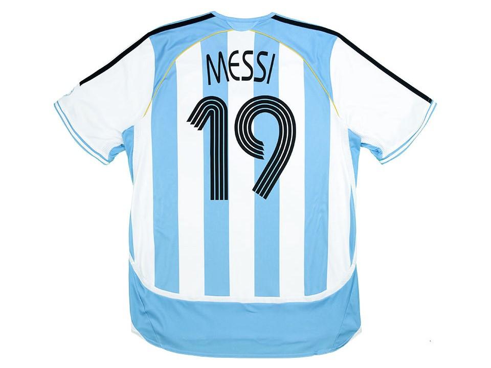 Argentina 2006 Messi 19 World Cup Home Football Shirt Soccer Jersey