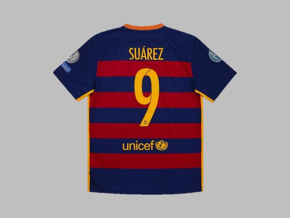 Barcelona 2015 2016 Suarez 9 Home Shirt