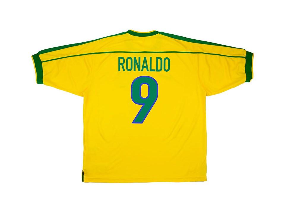 Brazil Brasil 1998 Ronaldo 9 World Cup Home Jersey