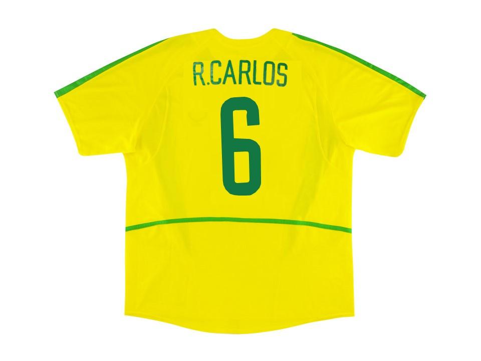 Brazil Brasil 2002 World Cup Roberto Carlos 6 Home Jersey