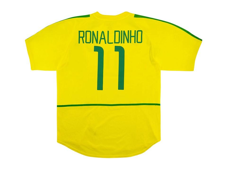 Brazil Brasil 2002 World Cup Ronaldinho 11 Home Jersey