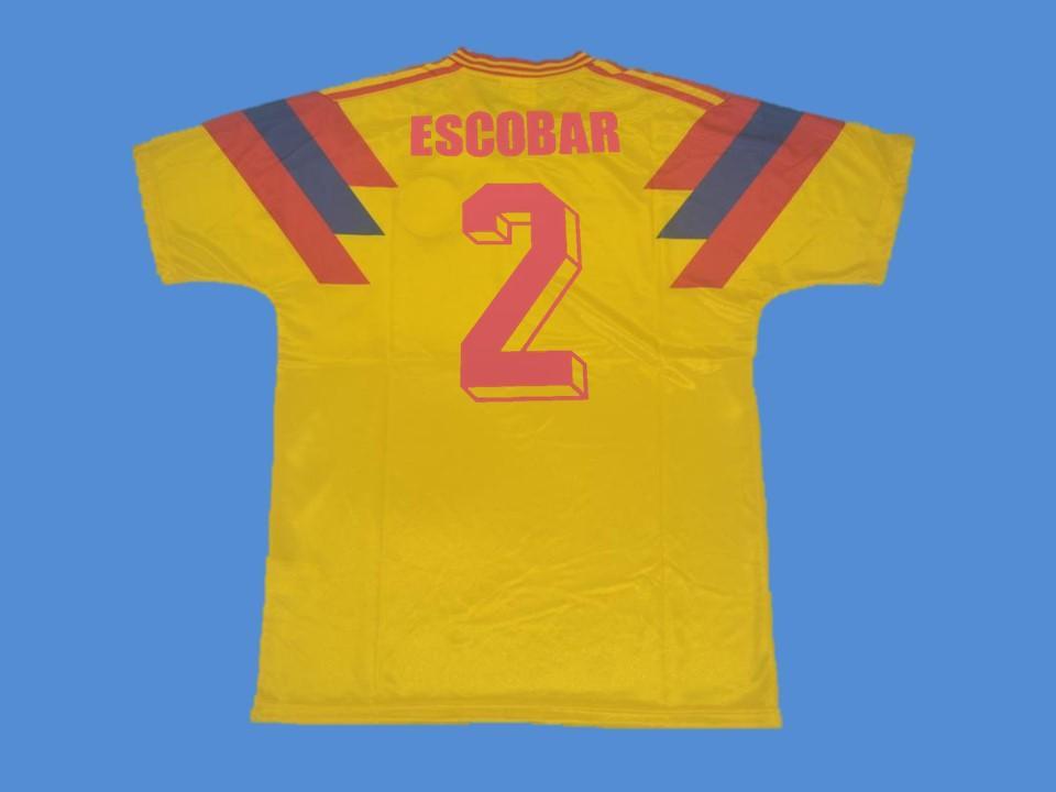 Colombia 1990 World Cup Escobar 2 Home Yellow Jersey