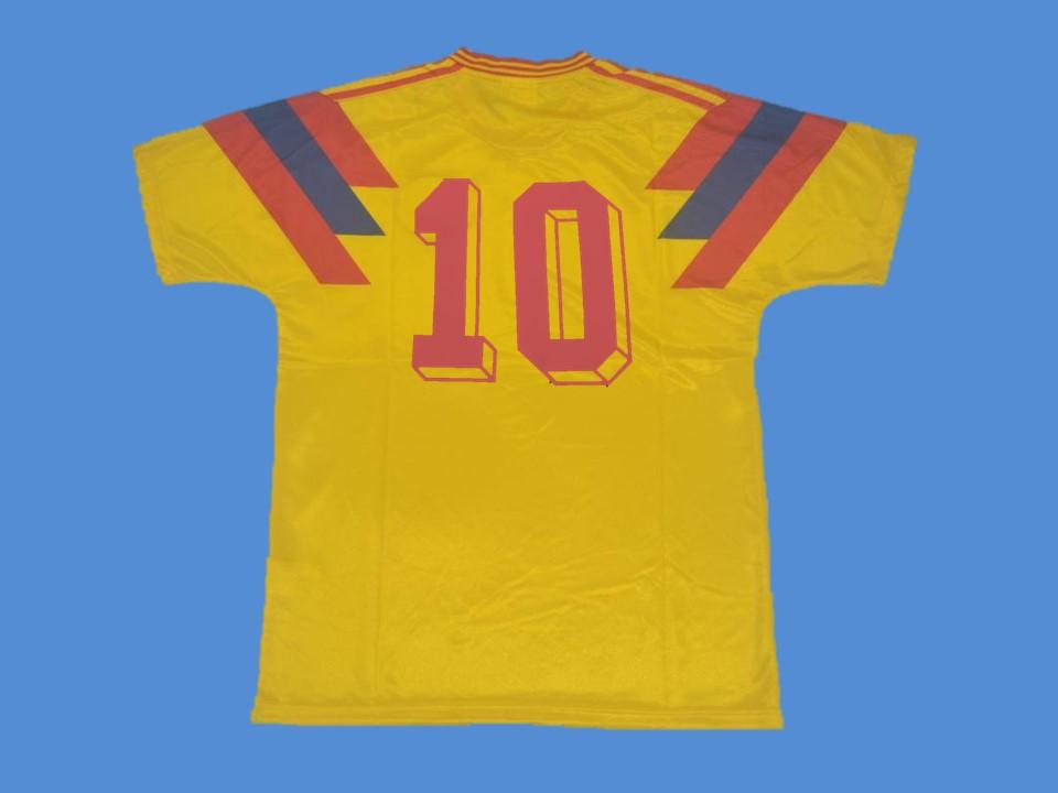 Colombia 1990 World Cup Number 10 Home Yellow Jersey