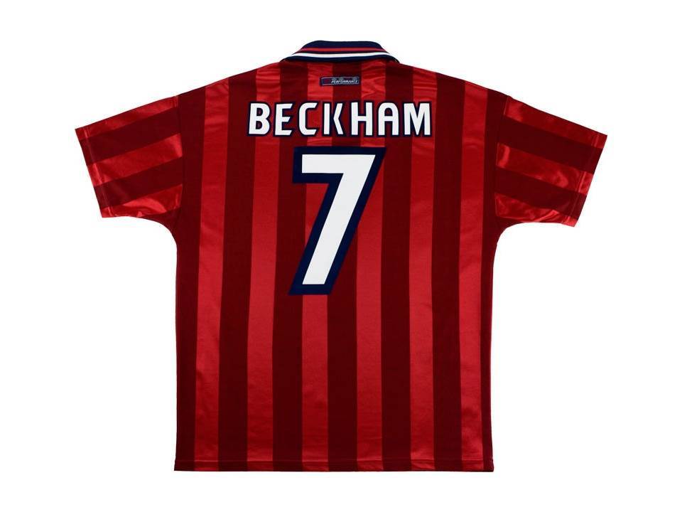 England 1998 Beckham 7 Away Football Shirt Soccer Jersey