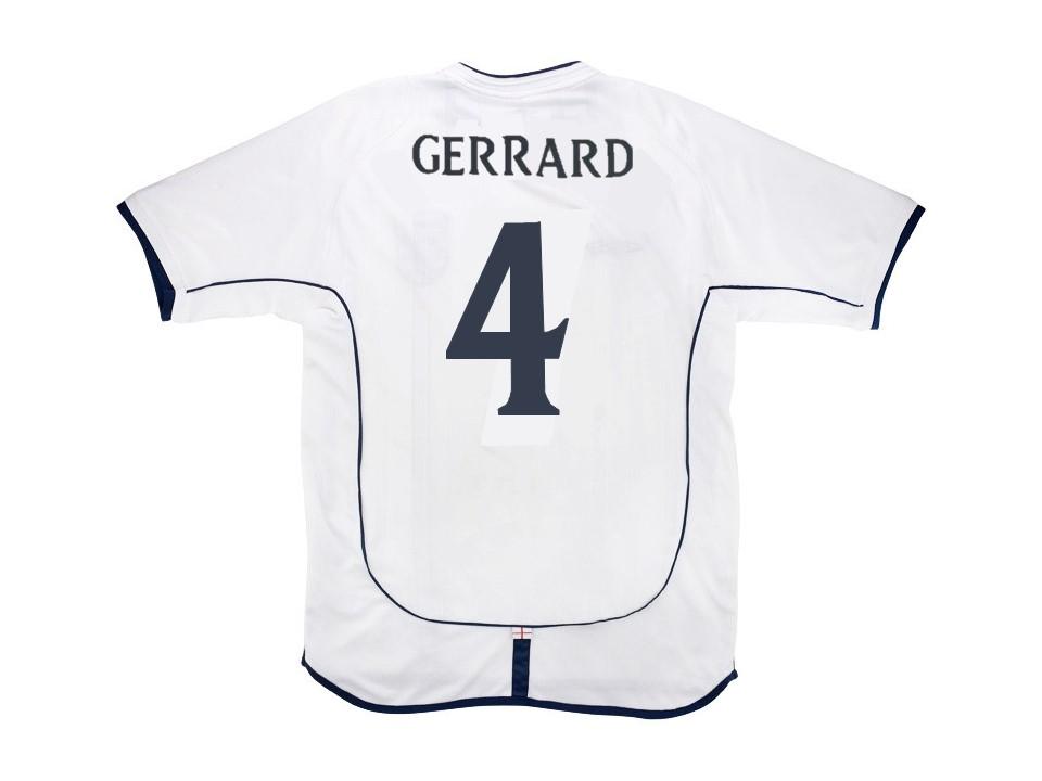 England 2002 Gerrard 4 World Cup Home Football Shirt Soccer Jersey