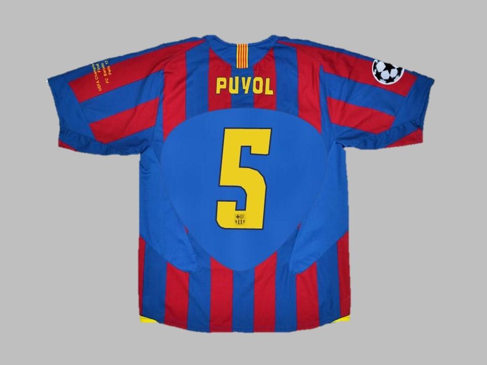 Fc Barcelona 2006 Puyol 5 Ucl Final Home Shirt