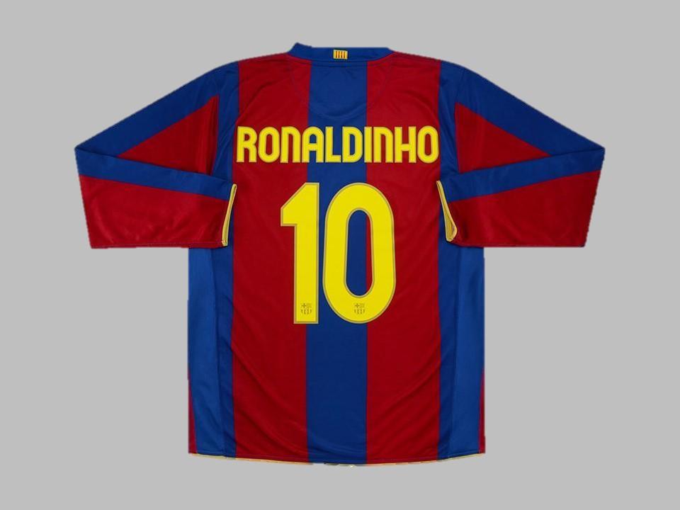 Fc Barcelona 2007 2008 Ronaldinho 10 Home Shirt Long Sleeve