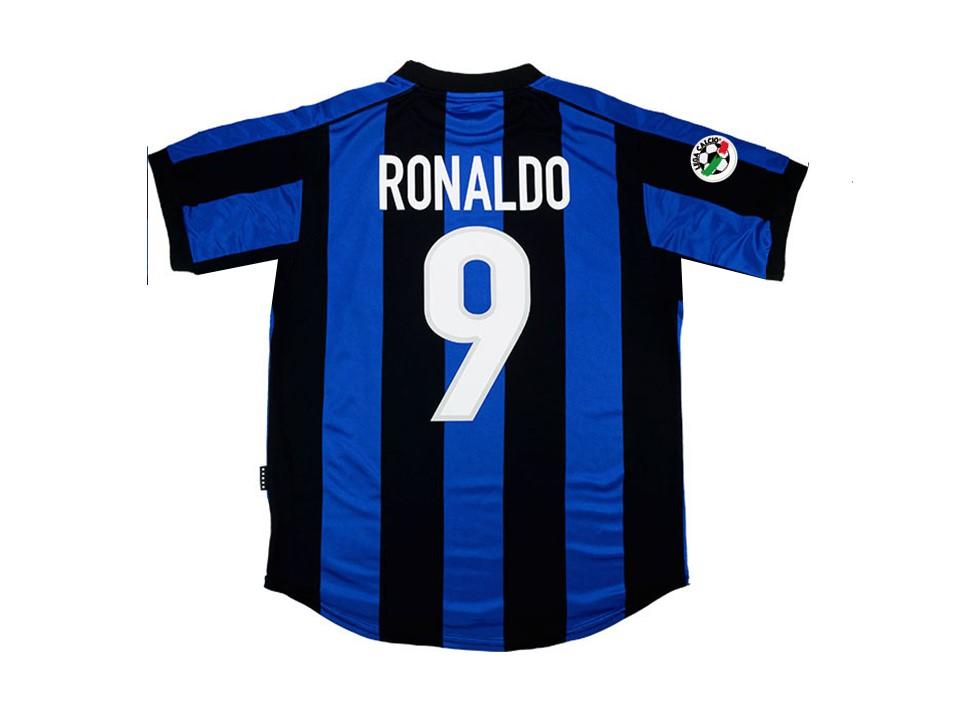 Inter Milan 1998 1999 Ronaldo 9 Home Football Shirt Soccer Jersey