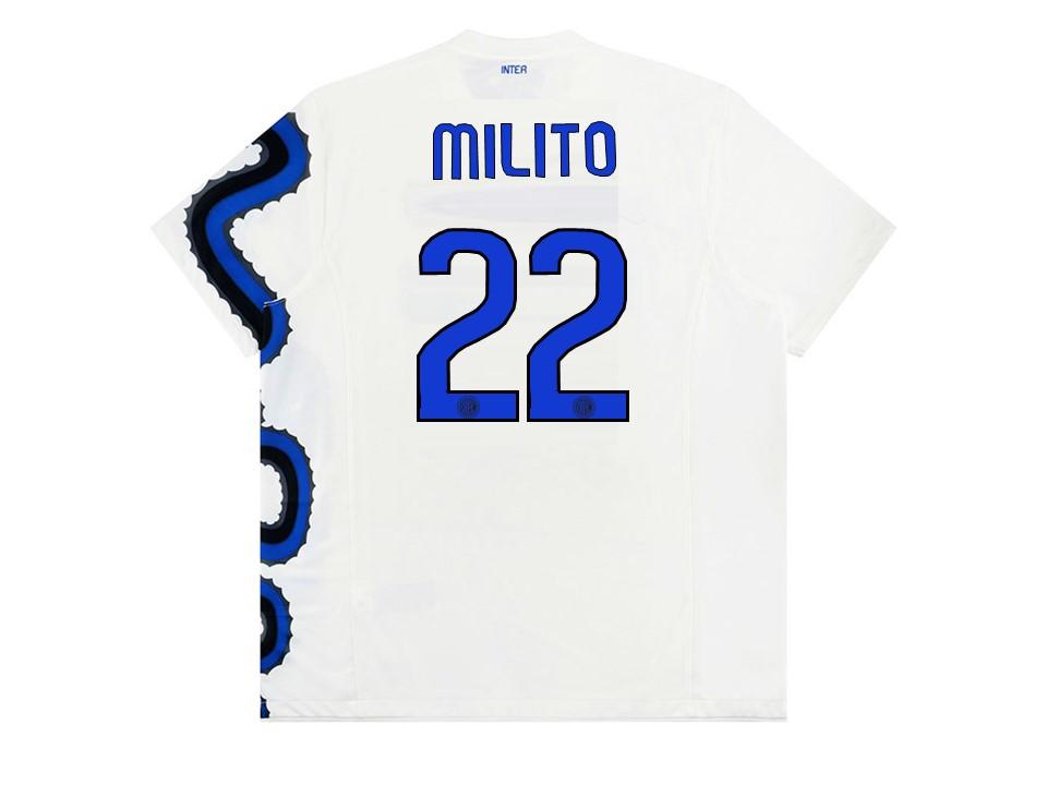 Inter Milan 2010 Away Milito 22 With Badges Football Shirt Jersey