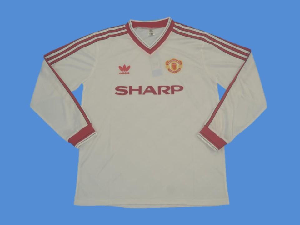 Manchester United 1986 1988 Away White Jersey Long Sleeve