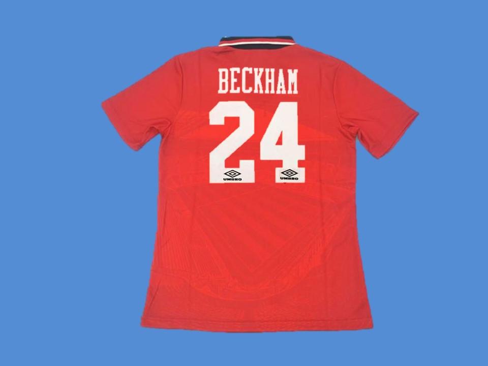 Manchester United 1994 1996 Beckham 24 Home Jersey