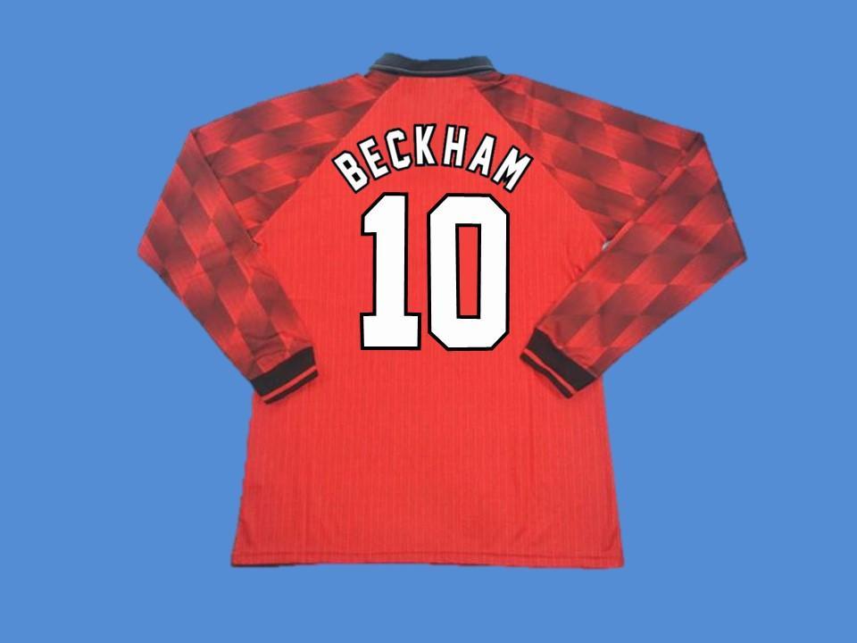 Manchester United 1996 Beckham 10 Long Sleeve Home  Jersey
