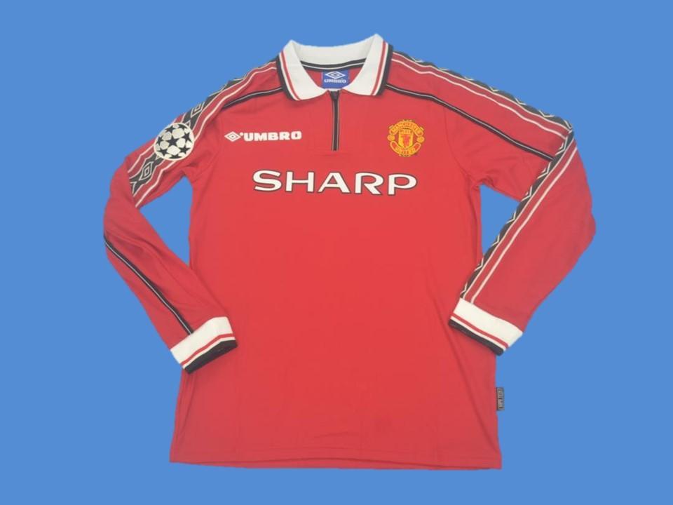 Manchester United 1998 1999 Champions Leaguen Long Sleeve Home Jersey