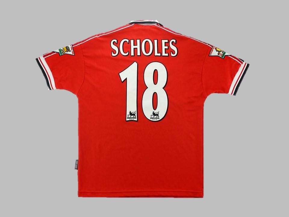 Manchester United 1998 1999 Scholes 18 Home Shirt