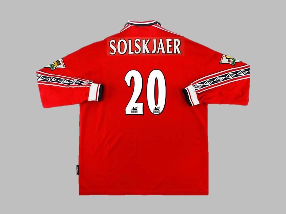 Manchester United 1998 1999 Solskjaer 20 Home Long Sleeve Shirt