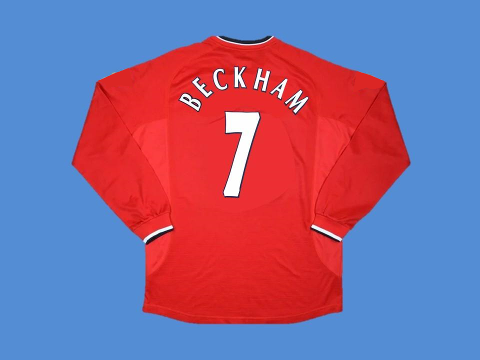 Manchester United 2000 2001 Beckham 7 Home Jersey Long Sleeve