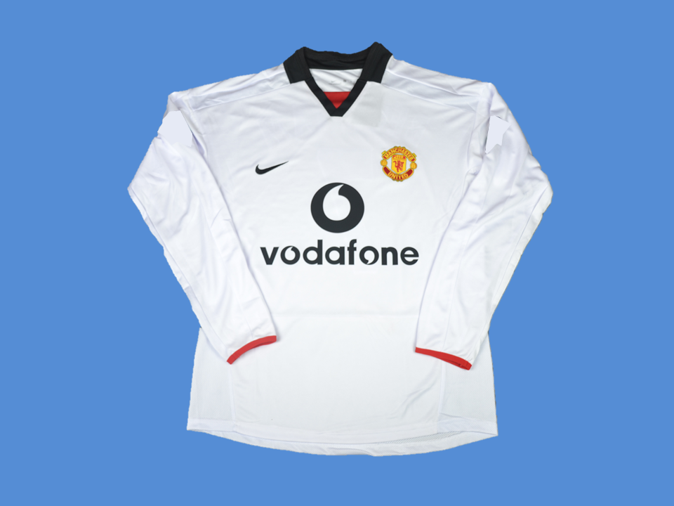 Manchester United 2003 2004 Away Long Sleeves White  Jersey