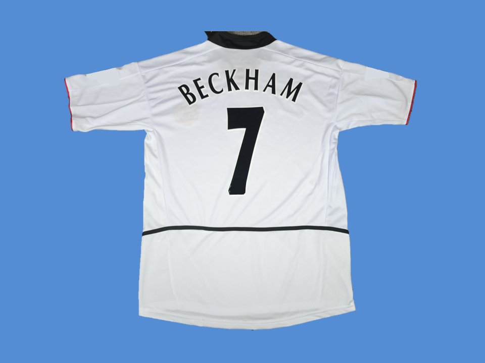 Manchester United 2003 2004 Beckham 7 Away White Jersey