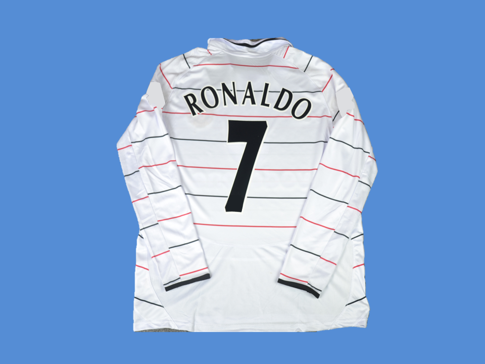 Manchester United 2003 2004 Ronaldo 7 Away Long Sleeves White  Jersey