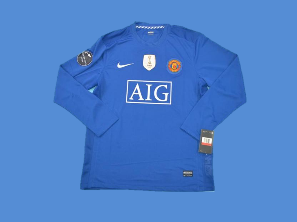 Manchester United 2007 2008 Long Sleeve Away Jersey World Champions