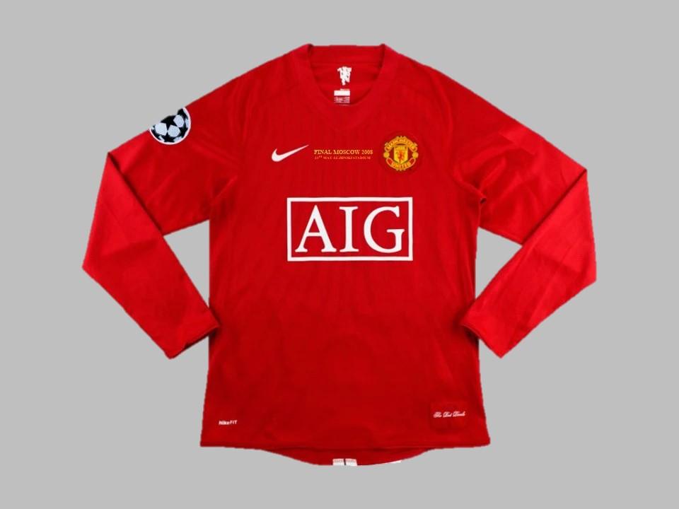 Manchester United 2007 2008 Ucl Final Home Jersey Long Sleeve