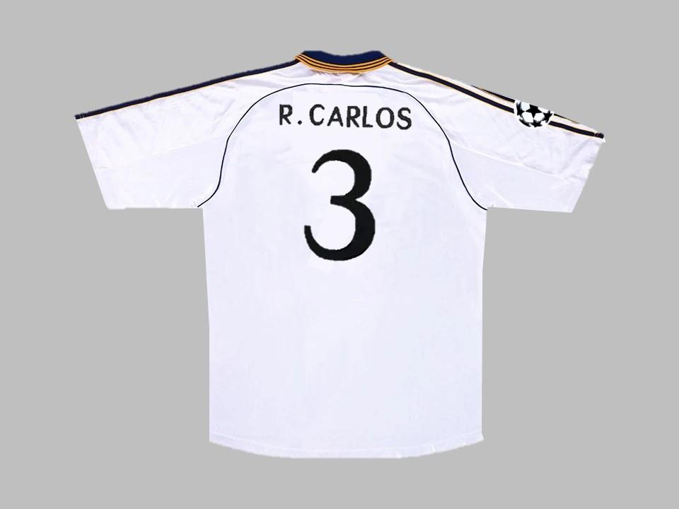 Real Madrid 1999 2000 Roberto Carlos 3 Home Champions Shirt