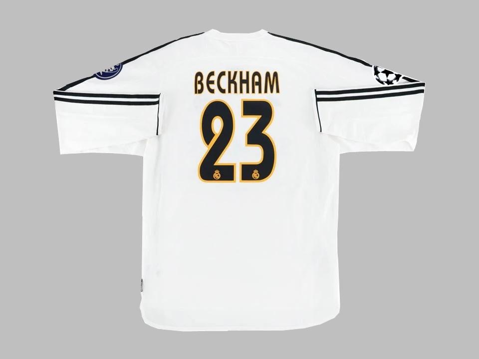 Real Madrid 2003 2004 Beckham 23 Home Shirt Long Sleeve Ucl