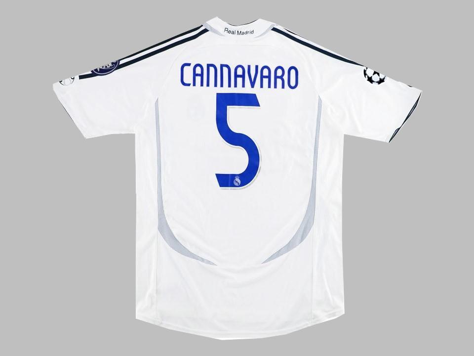 Real Madrid 2006 2007 Cannavaro 5 Home Shirt Ucl