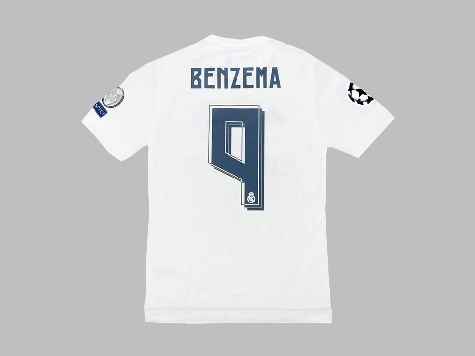 Real Madrid 2015 2016 Benzema 9 Home Shirt Final Champions Leagues