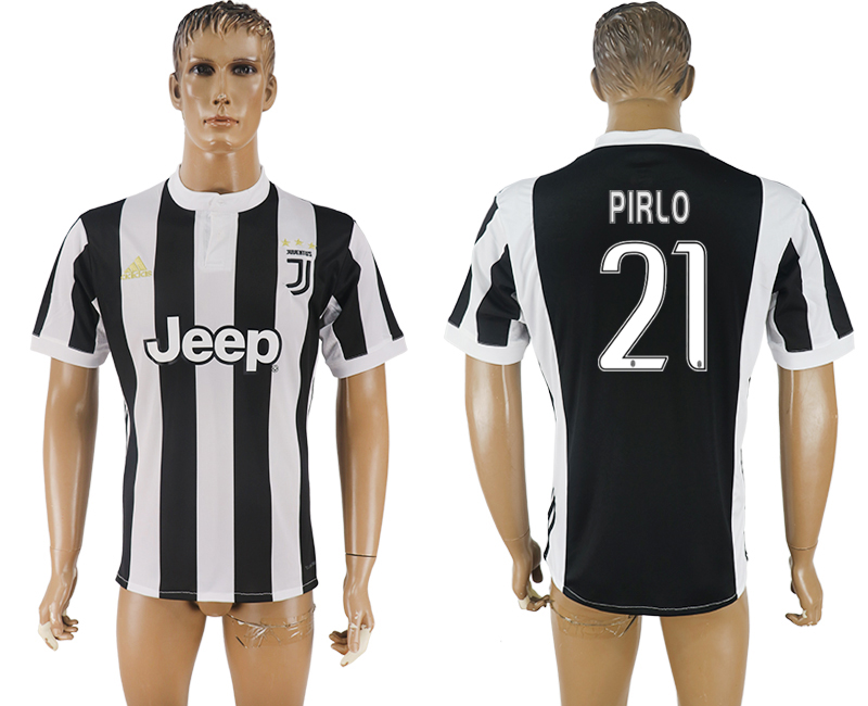 2017-2018 Juventus F.C. PIRLO #21 football jersey black&white