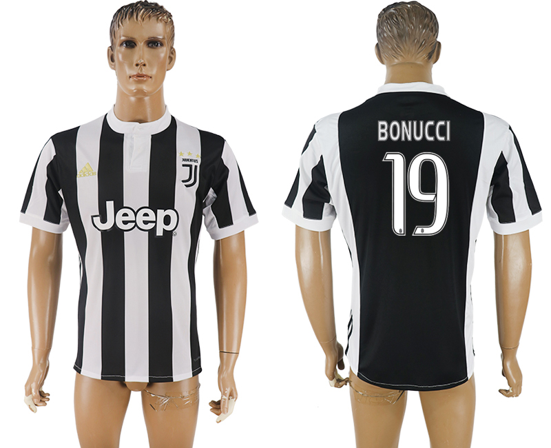 2017-2018 Juventus F.C. BONU #19 football jersey black&white