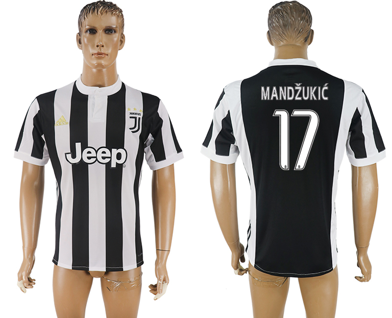 2017-2018 Juventus F.C. MANDZUKIC #17 football jersey black&whit