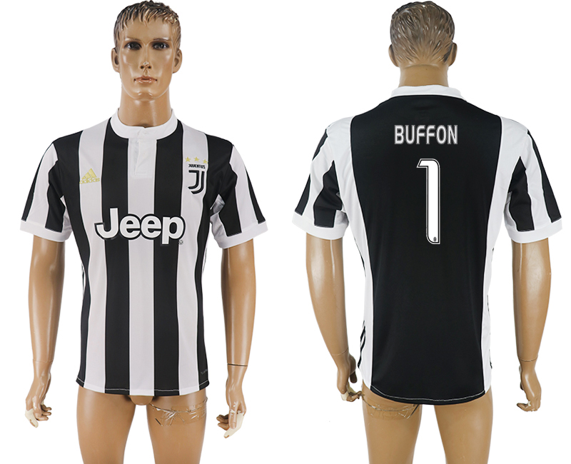 2017-2018 Juventus F.C. BUFFON #1 football jersey black&white