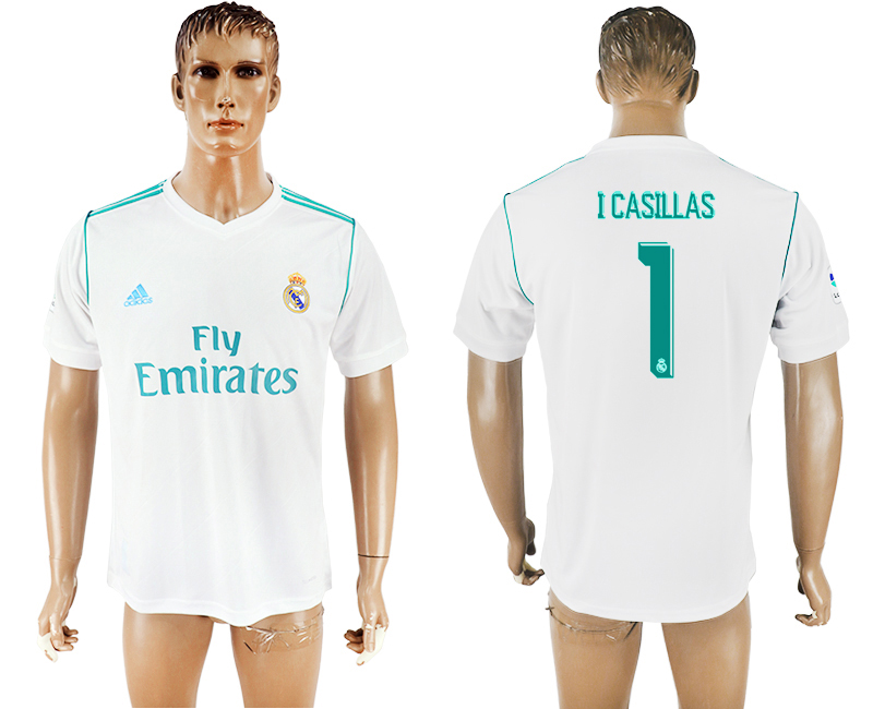 2017-2018 Real Madrid CF ICASILLAS #1 FOOTBALL JERSEY WHITE