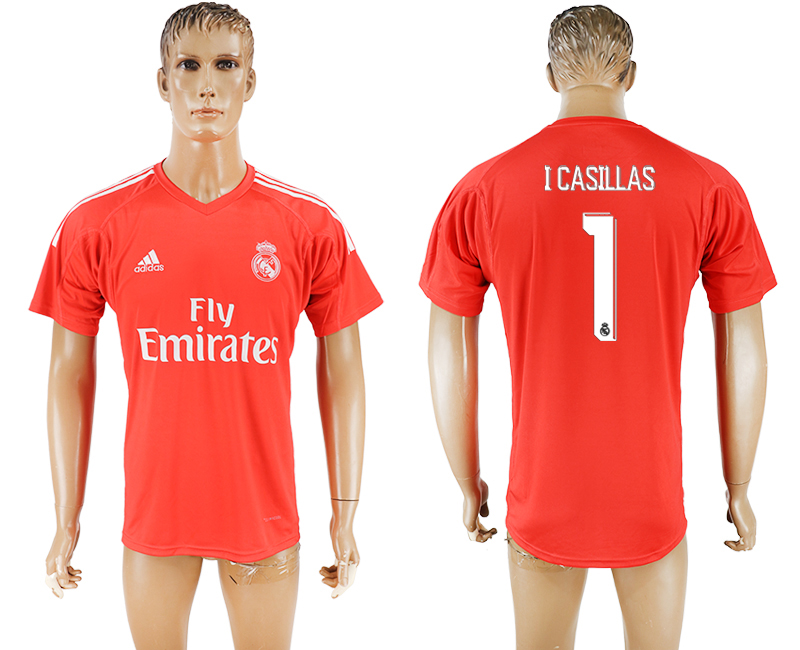 2017-2018 Real Madrid CF ICASILLAS #1 FOOTBALL JERSEY RED