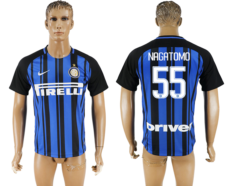 2017-2018 Inter Milano NAGATOMO #55 FOOTBALL JERSEY BLUE&BLACK